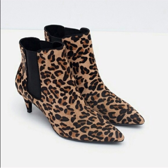 leopard print leather ankle boots